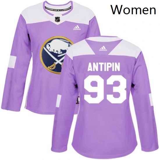 Womens Adidas Buffalo Sabres 93 Victor Antipin Authentic Purple Fights Cancer Practice NHL Jersey